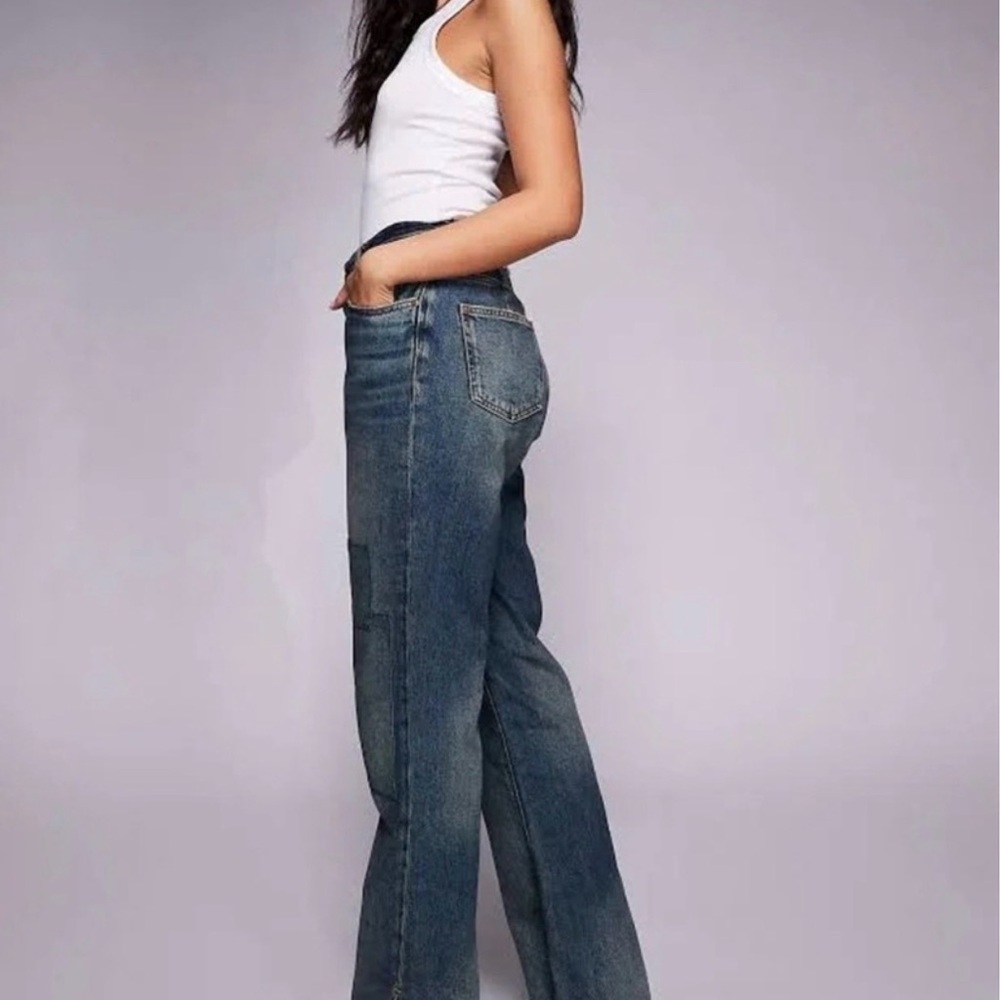 Good American The Khloé Jean Patchwork High Rise Straight 6/28 NWT - Picture 2 of 7